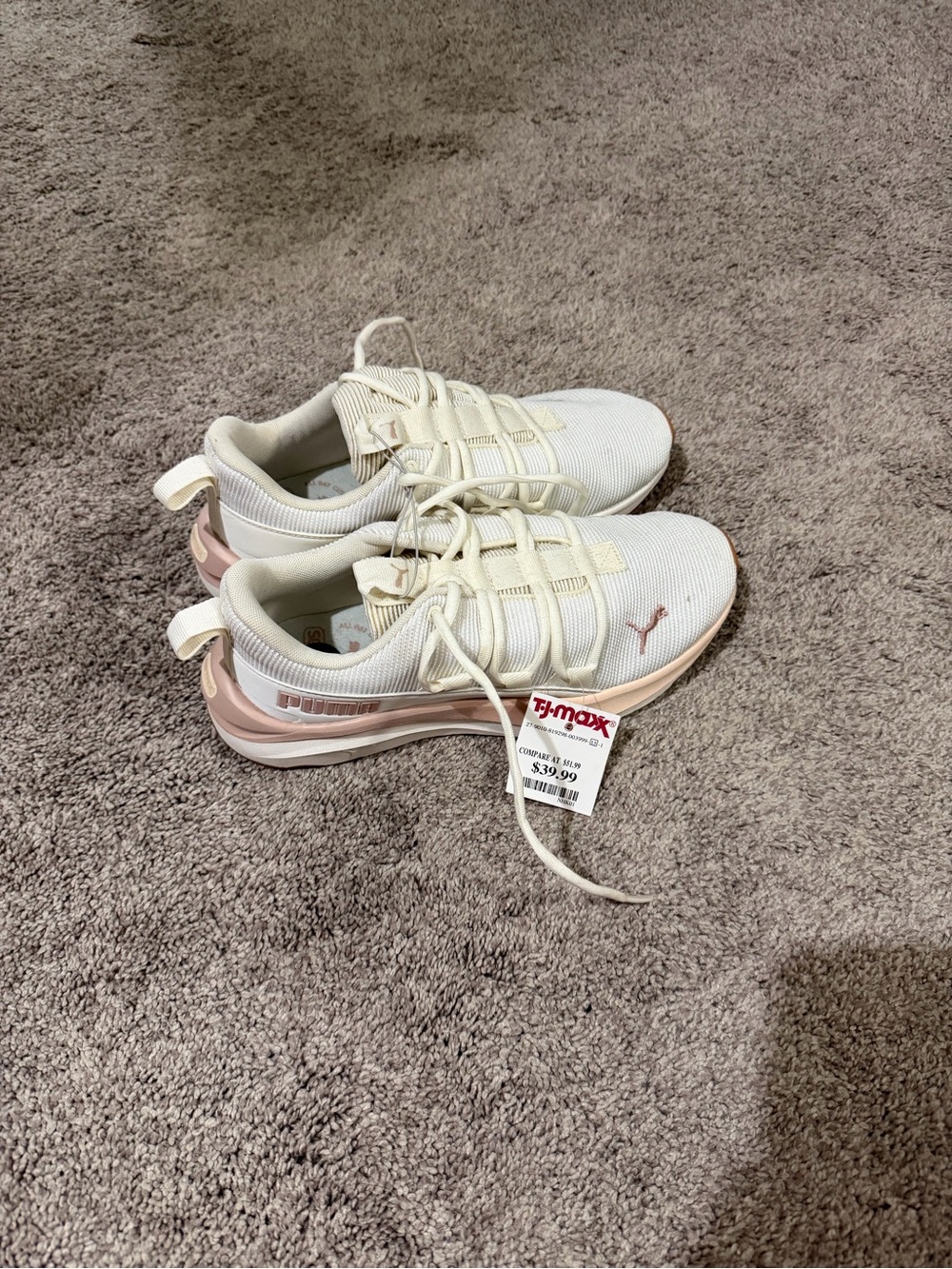 Puma Cream & Blush Lace-Up Running Shoes